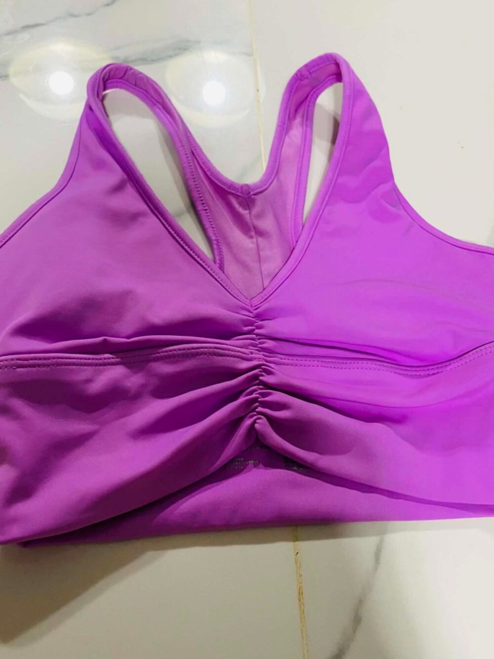 AVIA Purple Ruched Activewear Sports Bra - Pre-Loved Fitness Top